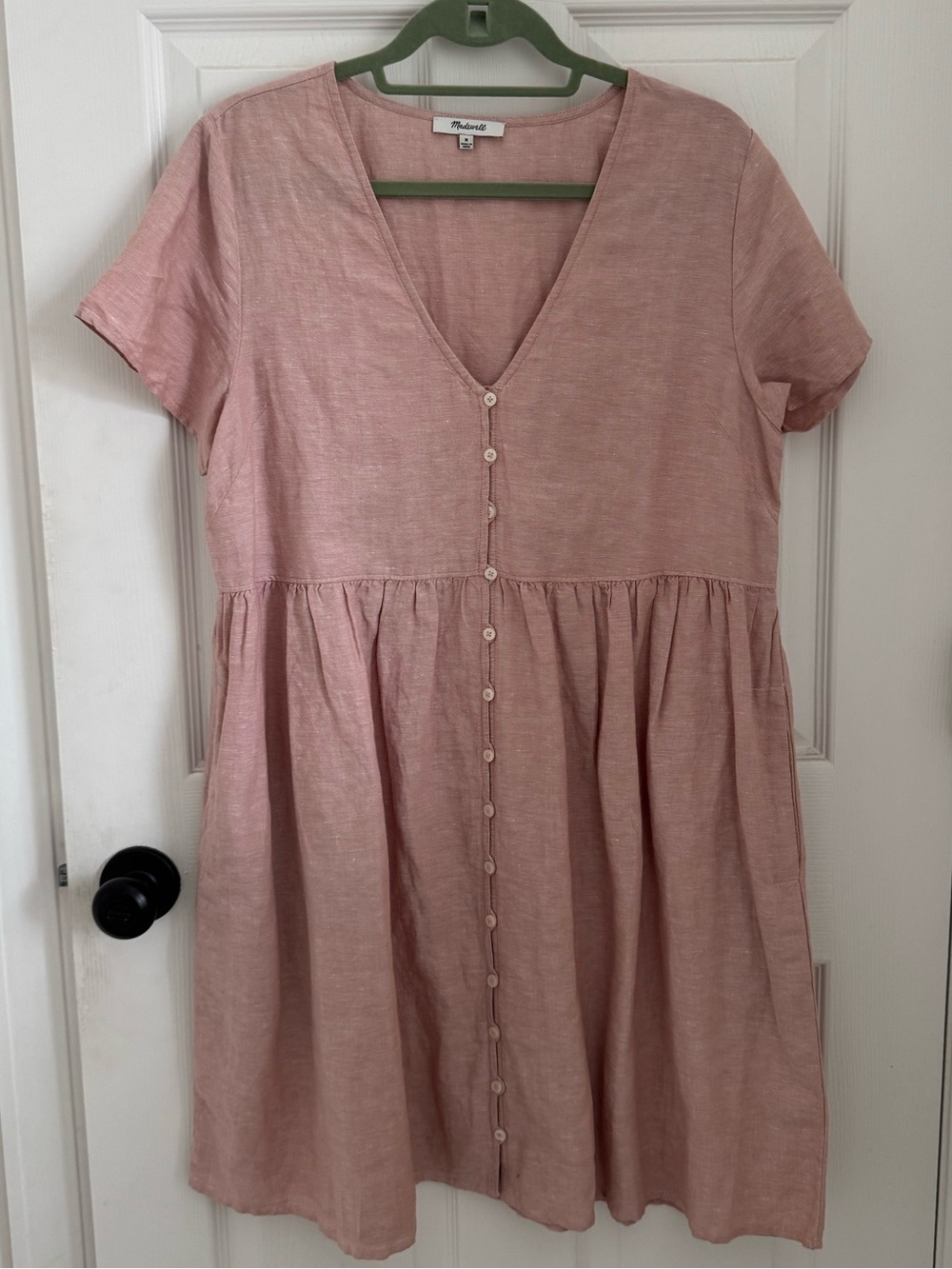 Pink Knee-Length Linen Dress Madewell